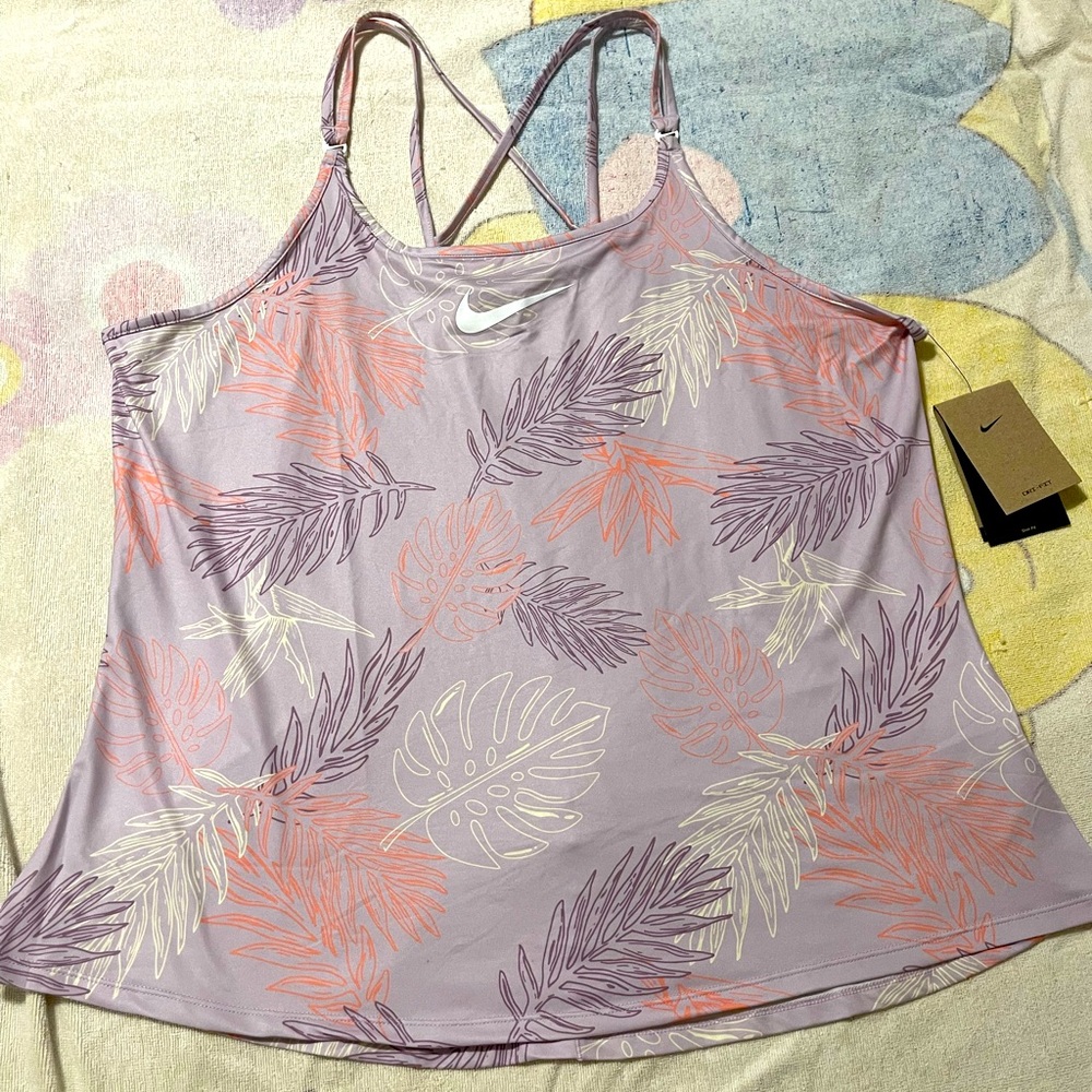 Plus size Nike Floral Dri-fit criss cross tank top NWT